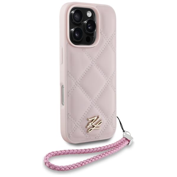 Karl Lagerfeld Mobilskal till iPhone 16 Pro MagSafe Quilted Initial Strap