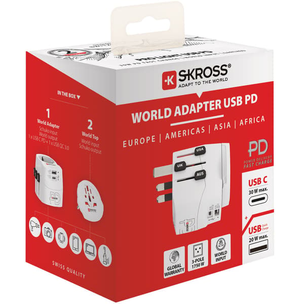 SKROSS PRO Light World AC30PD Rejseadapter USB PD 30W