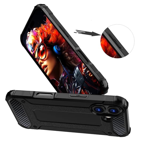 iPhone 17 Hybrid Armor Telefontaske - Sort