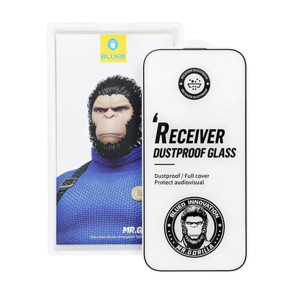 BlueO iPhone 17 Pro karkaistu lasinen näytönsuoja pölytiivis Mr. Monkey