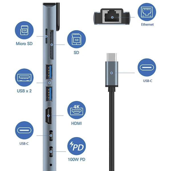 Araree AM81 Multihub 8-i-1 AR60-01379A - Sort