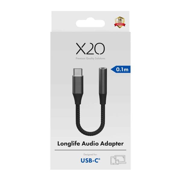 X2O Longlife USB-C lydadapter USB-C/3,5 mm 0,1 m sort