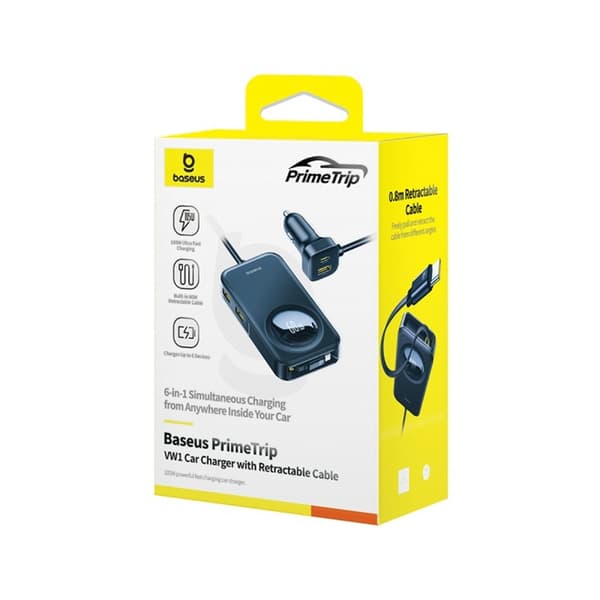 Baseus Biloplader 60W med Integreret Kabel PrimeTrip VW1 - Sort