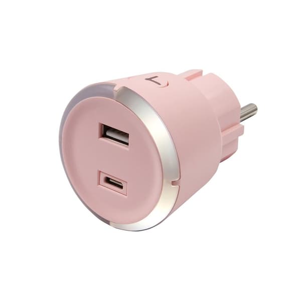CAPIDI Sikkerhedstimer USB A+C 1-4 3.4A Lyserød