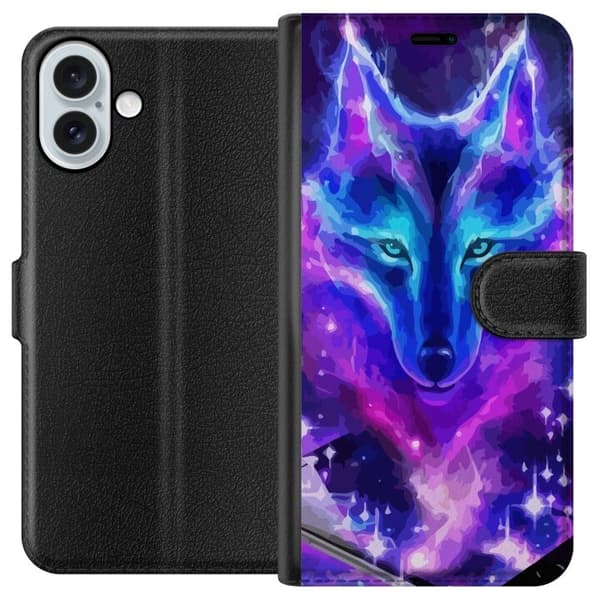 Plånboksfodral till Apple iPhone 16 Plus med Neon Varg