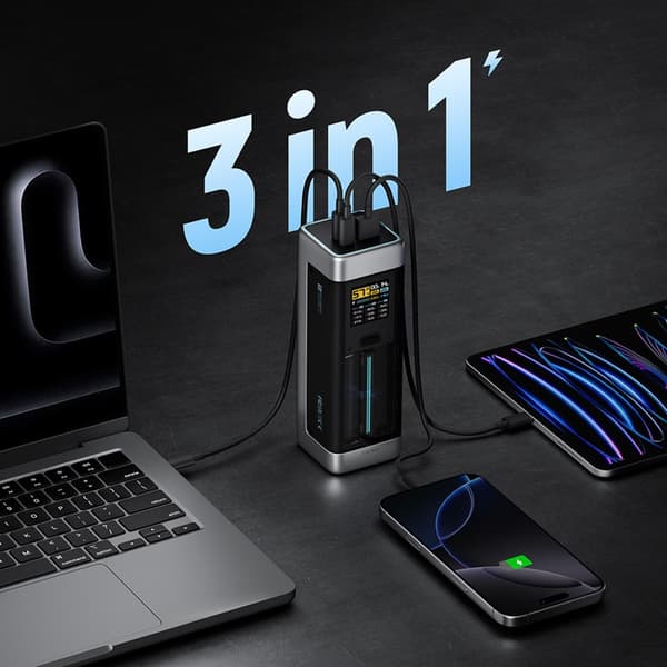 Cuktech Powerbank 25000 mAh 210W 2xUSB-C 1xUSB-A - Svart