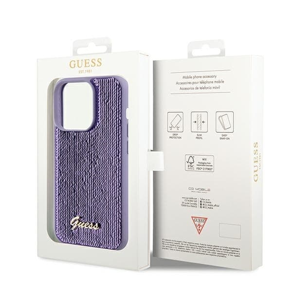 Guess Mobilskal till iPhone 14 Pro Max MagSafe Sequin Script Metal