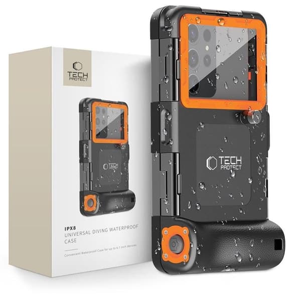 Tech-Protect Universal Vandtætte Mobiltasker Dykning - Sort/Orange