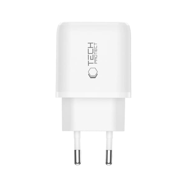 Tech-Protect Seinälaturi Adapteri USB-A/USB-C 30W - Valkoinen