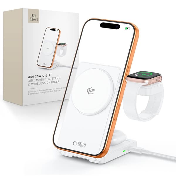 Tech-Protect Qi2.2 MagSafe Trådløs Oplader Til iPhone/Apple Watch/AirPods