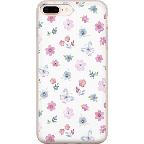 Taske til Apple iPhone 8 Plus med blomster og sommerfugle