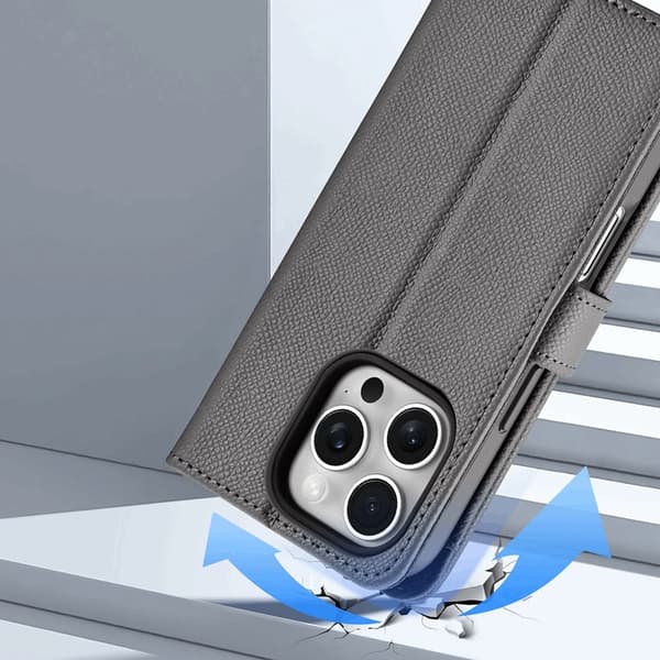 Dux Ducis iPhone 16 Pro Max Plånboksfodral Lawa Läder - Grå
