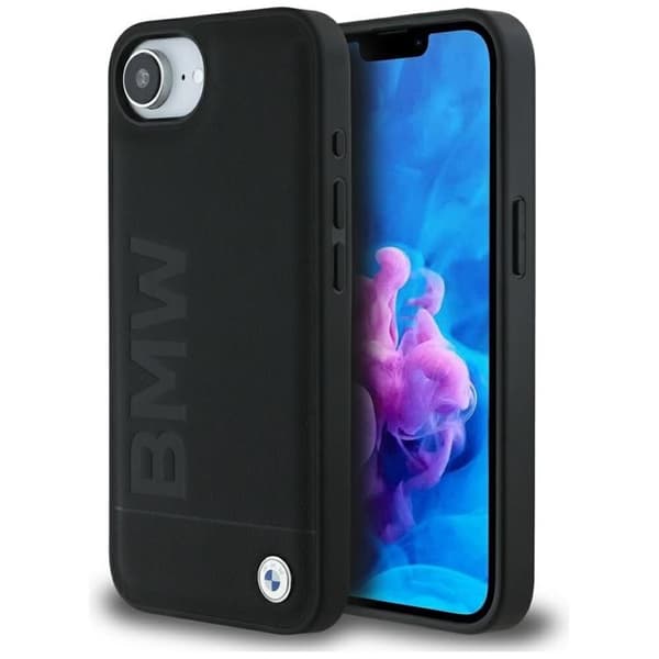 BMW telefontaske til iPhone 16e Hot Stamp Læder - Sort