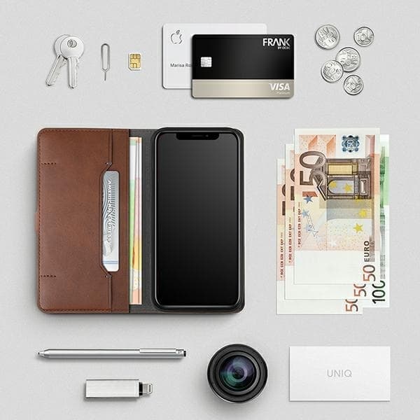 UNIQ iPhone 12 Pro Max Plånboksfodral Journa - Mörkgrå
