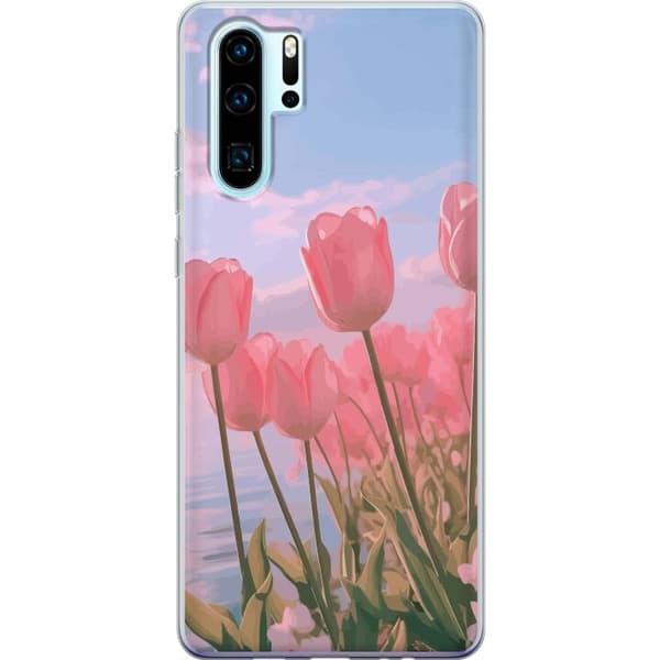 Mobiletui til Huawei P30 Pro med Lyserøde Tulipaner