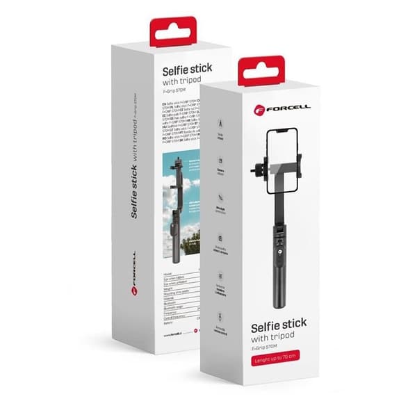 Forcell Selfie Stick Stativ Bluetooth F-Grip - Sort