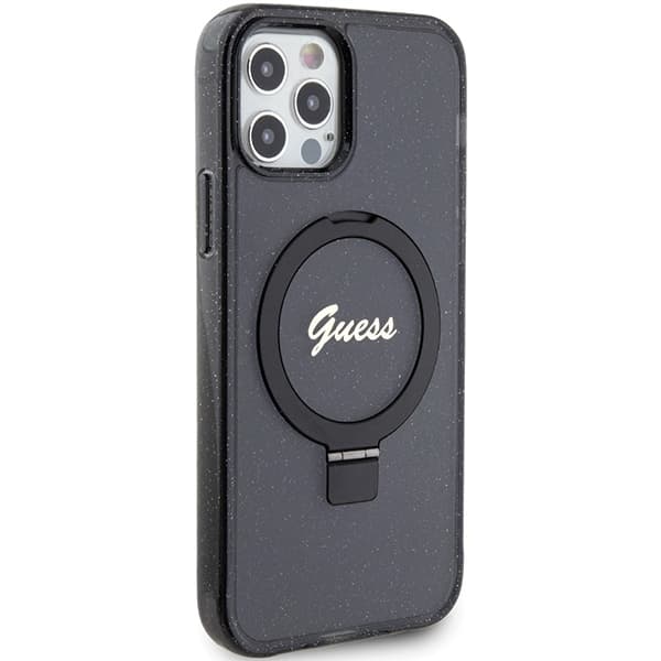 Guess Mobilskal till iPhone 12/12 Pro MagSafe Ring Stand Script Glitter