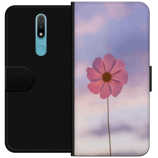 Plånboksfodral till Nokia 2.4 med Rosa blomma