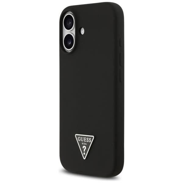 Guess telefontaske til iPhone 17 MagSafe silikone trekant logo - sort