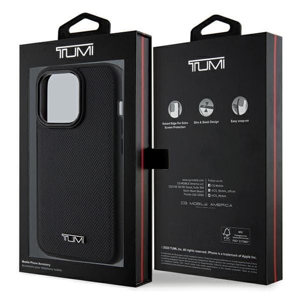 Tumi Mobilskal till iPhone 15 Pro MagSafe Leather Ballistic Pattern - Svart
