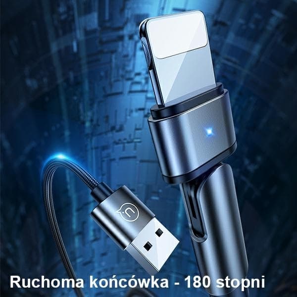 USAMS U60 Lightning Kabel flätad roterbar 1 m SJ476USB02 - Grön