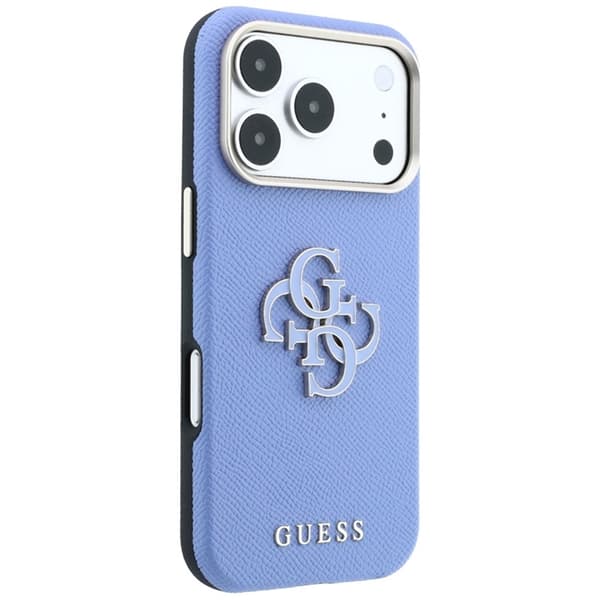 Guess Mobilskal För iPhone 18 Pro Max/17 Pro Max Grained & Big Resin Logo - Blå