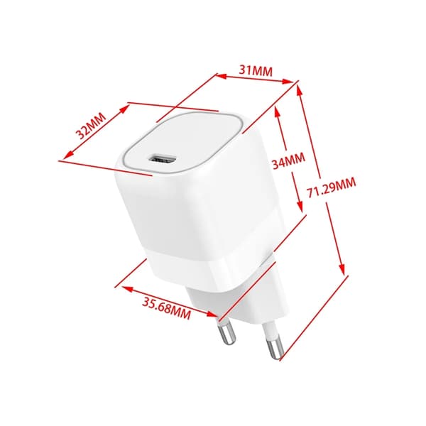 Gearoplader 220V 1xUSB-C PD/PPS 25W - Hvid
