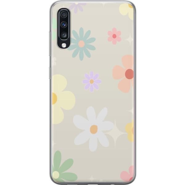 Taske til Samsung Galaxy A70 med fejende blomster
