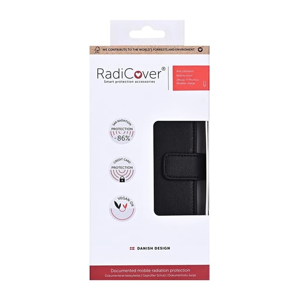 RADICOVER iPhone 17 Pro Max Pung Taske Strålebeskyttelse 3 Kort RFID - Sort