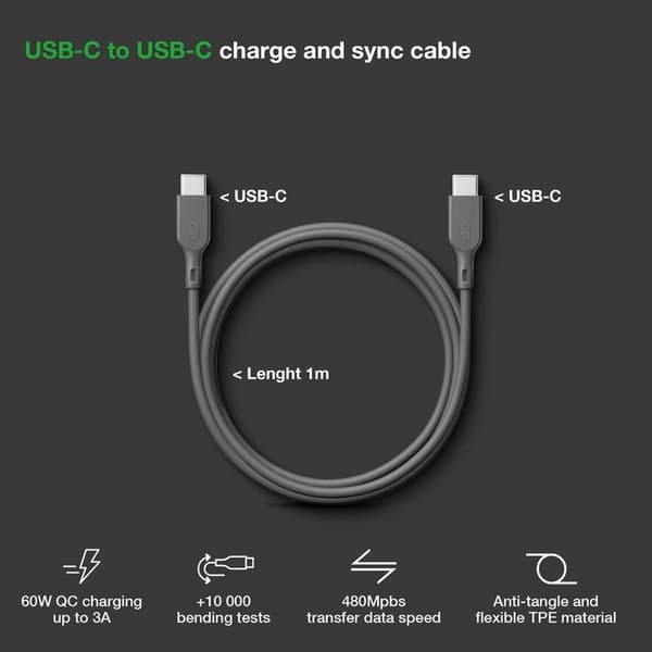 GP Kabel USB-C Till USB-C 60W CC1P 1m