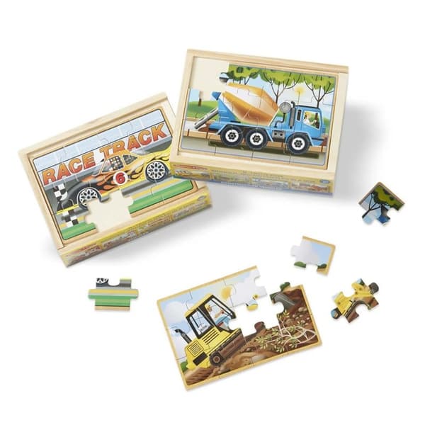 MND Wooden Puzzles In A Box Construction 12 Pcs