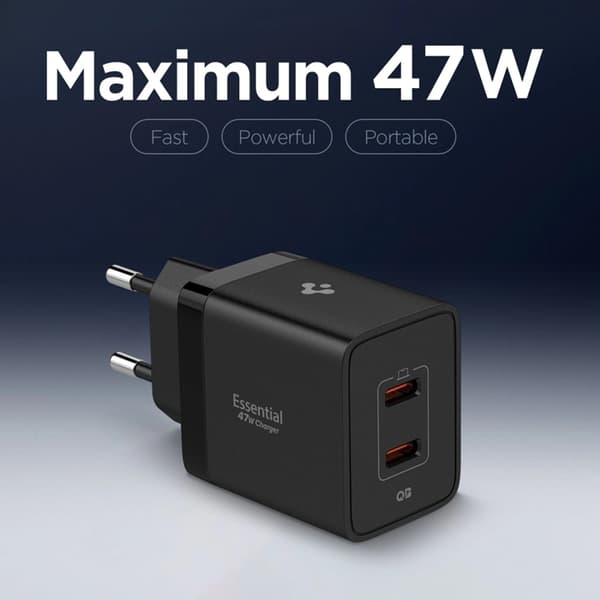 Spigen 2-Port Netværksoplader 47W ESSENTIAL EE472EU
