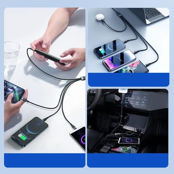 Joyroom 4in1 USB-A til USB-C Lightning microUSB-kabel 1,2 m