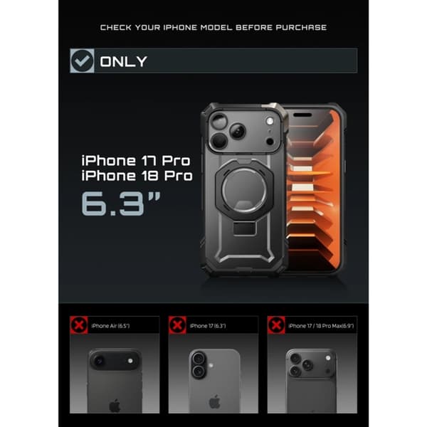SupCase Mobilcover Til iPhone 18 Pro Magsafe UB Grip - Sort