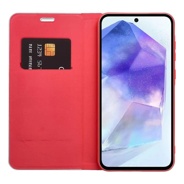 Xiaomi Redmi Note 14 4G Lompakkokotelo Luna Carbon - Punainen