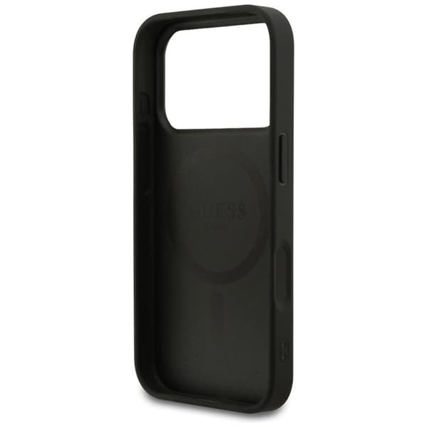 Guess-matkapuhelinkotelo iPhone 17 Pro MagSafe Grained Ring - Musta