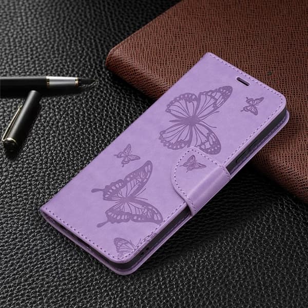 Plånboksfodral För iPhone 14 Pro Max Imprint Butterfly - Lila