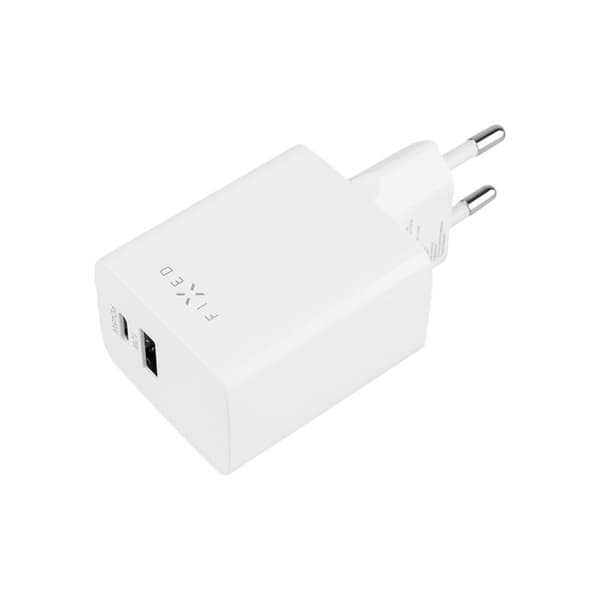 FIXED Super Hurtig Mini Hjemmeoplader 45W USB-C PD+USB-A Hvid