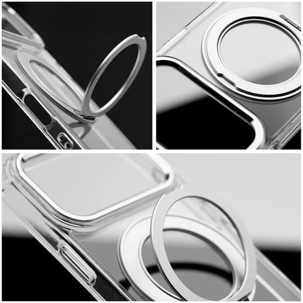 Mobilskal Magafe iPhone 17 Pro Frame Circle med Stand - Transparent