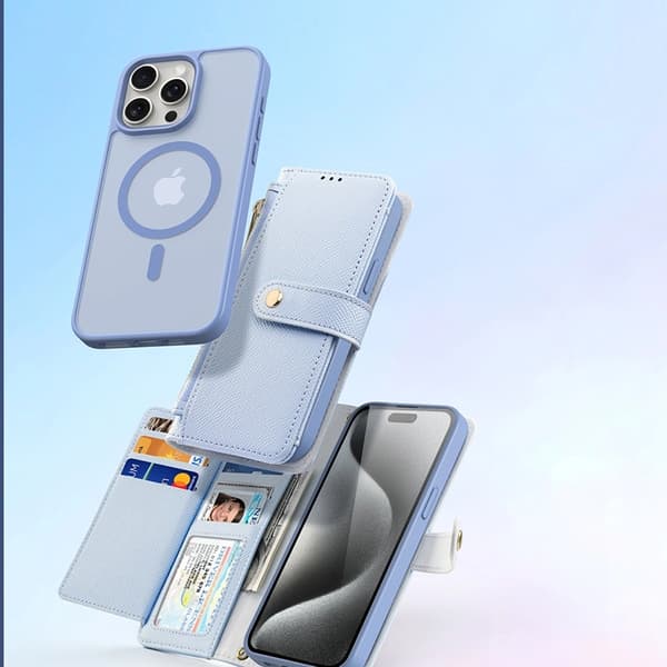 Dux Ducis iPhone 15 Pro Max Plånboksfodral Lawa Läder - Blå
