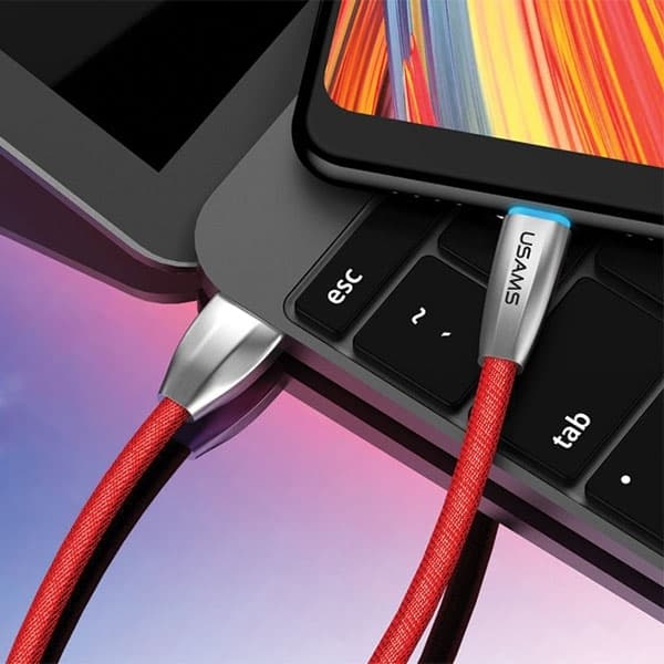 USAMS Flätad kabel U-Light USB-C 1,2m (US-SJ184) - Röd
