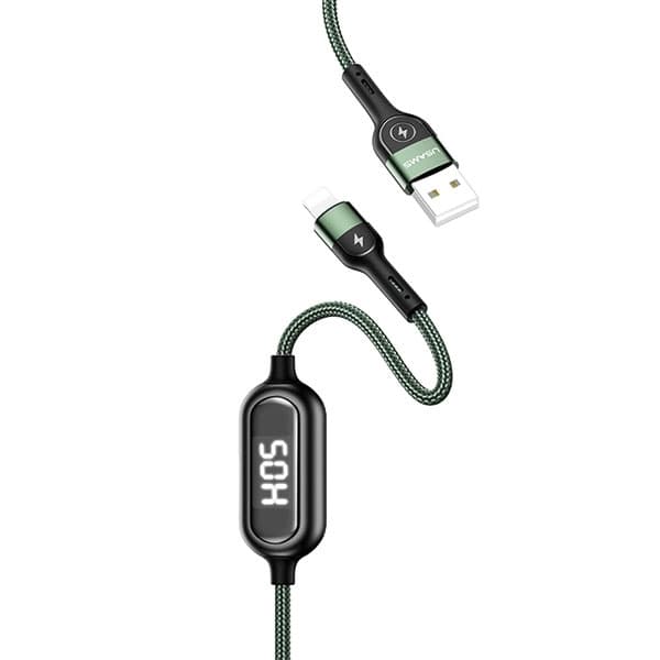 USAMS U48 Lightning Kabel flätad LED 1,2 m SJ423USB02 - Grön