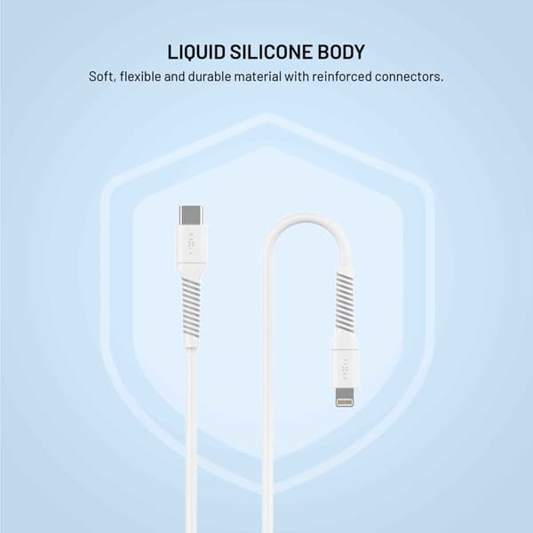 FIXED LIQUID silikonekabel USB-C/Lightning 1.2m Hvid