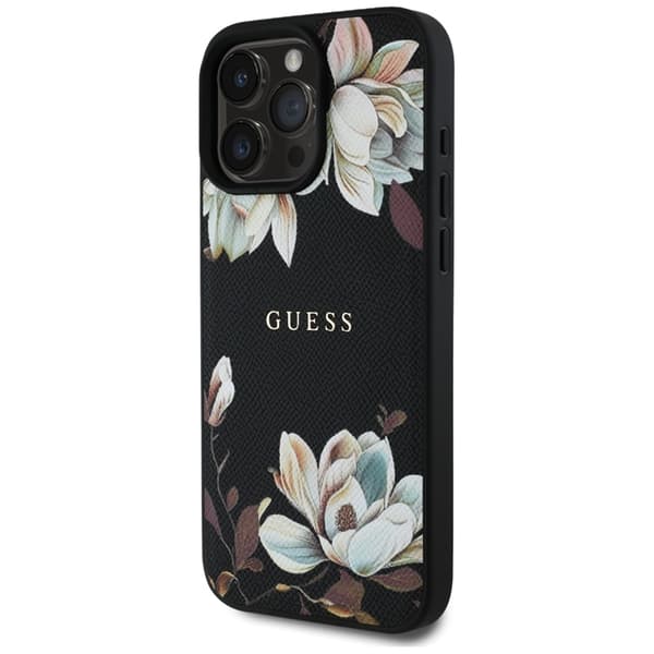 Guess Mobilcover til iPhone 16 Pro Magsafe Flower Pattern - Sort