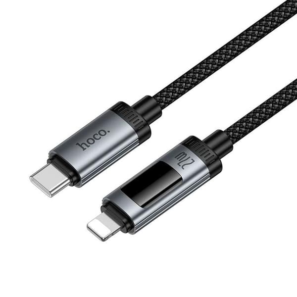 HOCO USB-C til Lightning 27W Kabel 1.2m med Display U148 - Sort