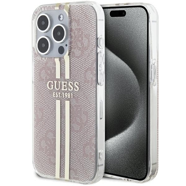 Guess iPhone 14 Pro Max Taske Lyserød Guldstribet