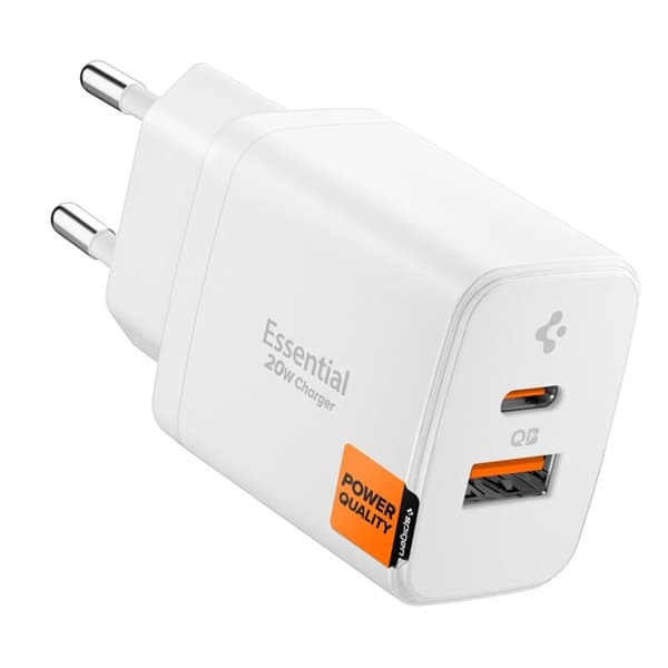 Spigen 2-Port Netværksoplader 20W ESSENTIAL EE202EU - Hvid
