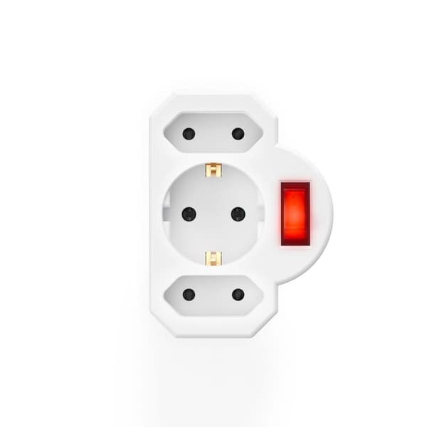 HAMA Adapter 3-Vägs Med Brytare Adapter Vit