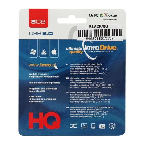 Imro Portable Memory Pendrive svart 8GB