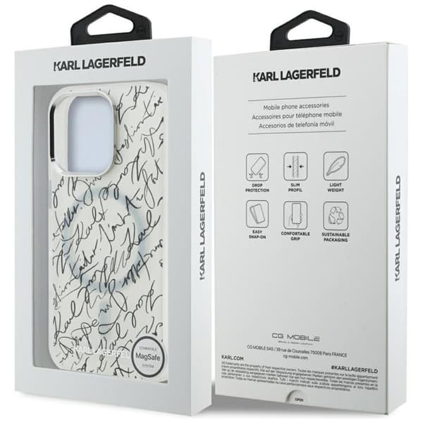 Karl Lagerfeld Mobilskal till iPhone 16 Pro Max MagSafe IML Karl Script - Vit